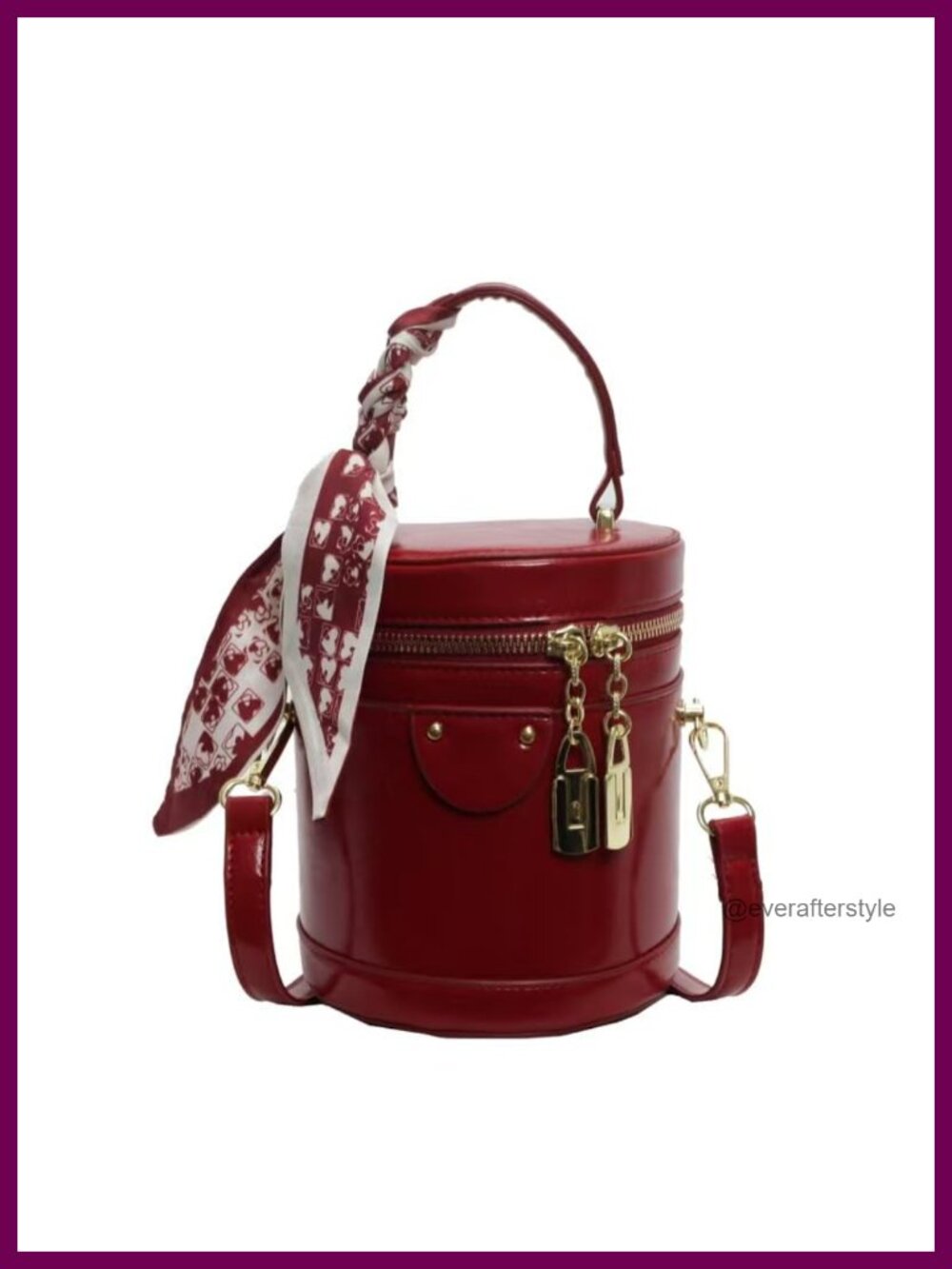 Faux Leather Bucket Bag Checkered Crossbody Handbag Mini